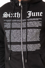 Sixth June - Sweat zippé texté imprimé noir