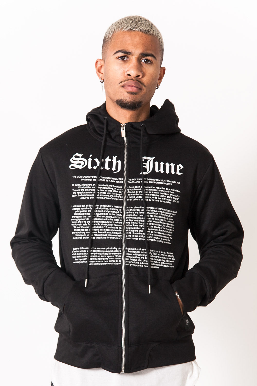 Sixth June - Sweat zippé texté imprimé noir