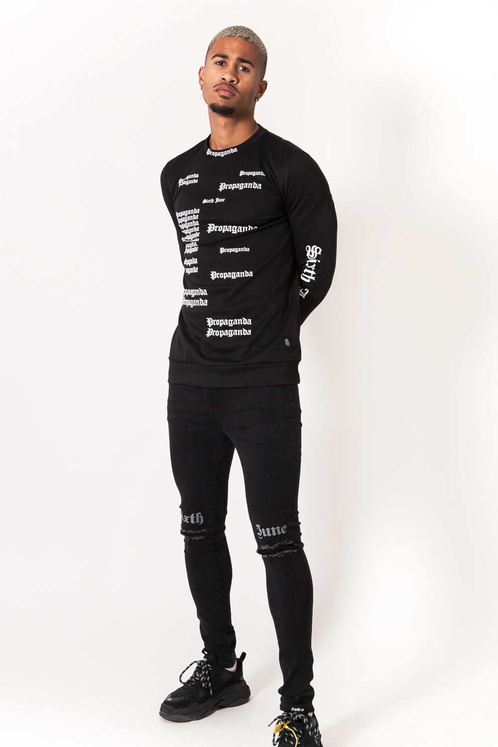 Sixth June - Sweat imprimé propaganda gothic noir