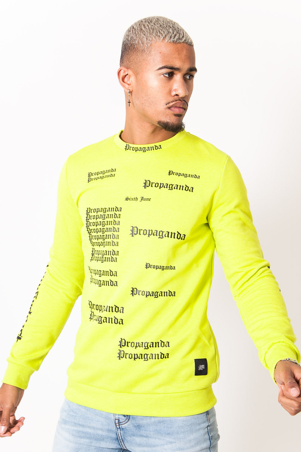 Sixth June - Sweat imprimé propaganda gothic jaune