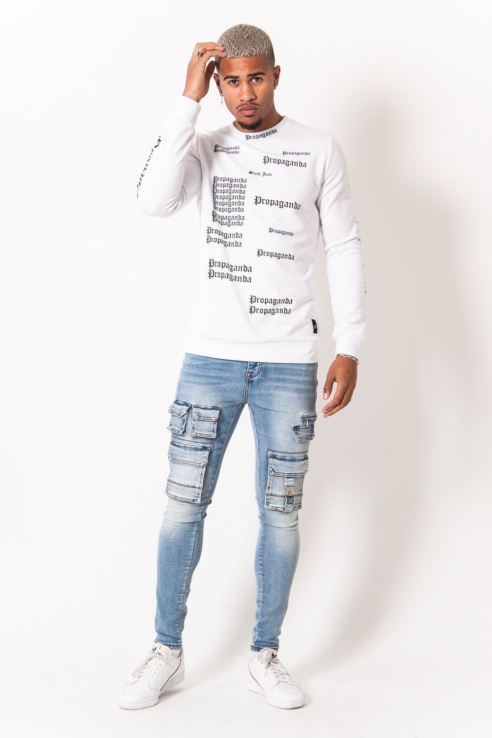 Sixth June - Sweat imprimé propaganda gothic blanc