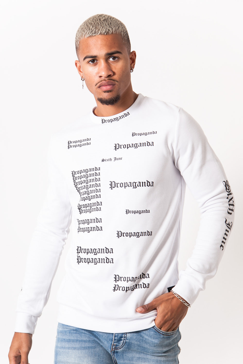 Sixth June - Sweat imprimé propaganda gothic blanc