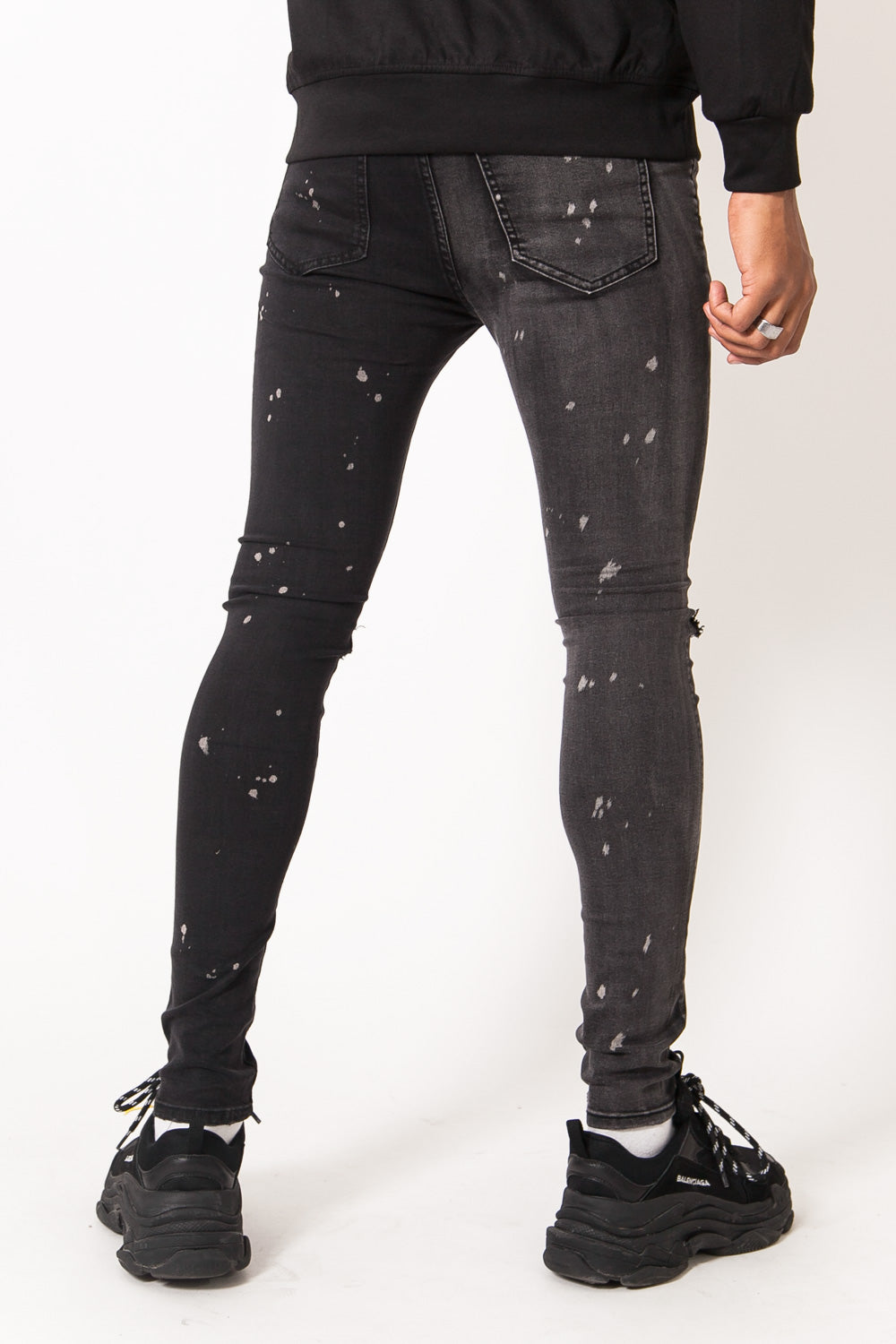 Sixth June - Jean gothic bicolore empiècement tâches gris