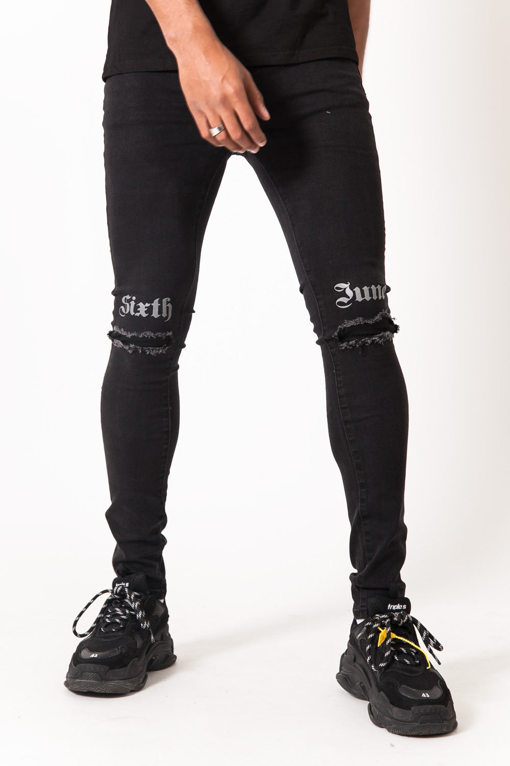 Sixth June - Jean gothic empiècement noir