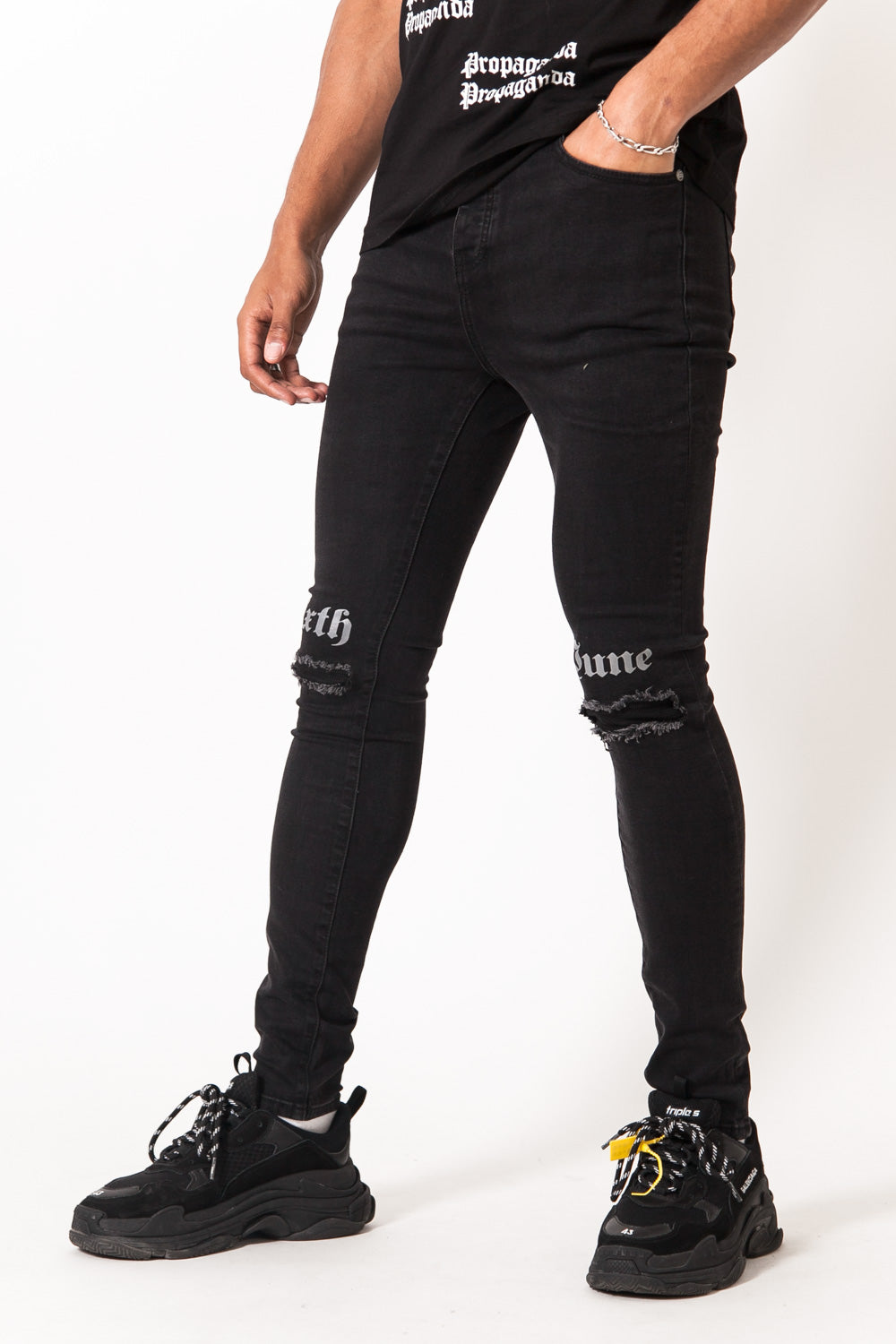 Sixth June - Jean gothic empiècement noir