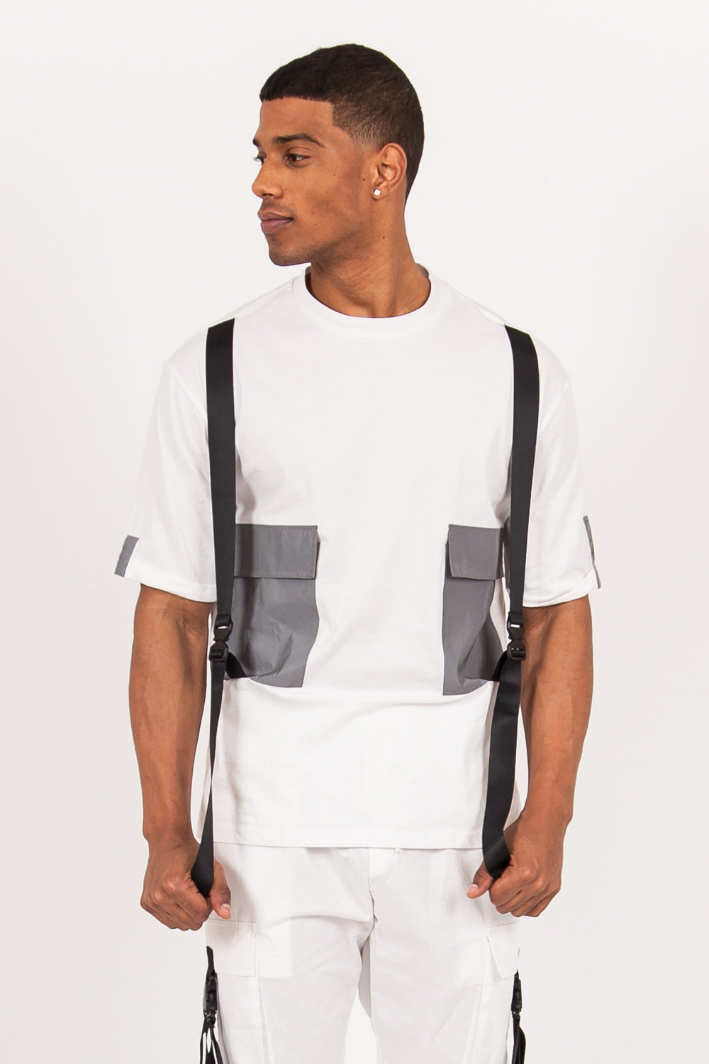 Sixth June - T-shirt double poches sangle blanc