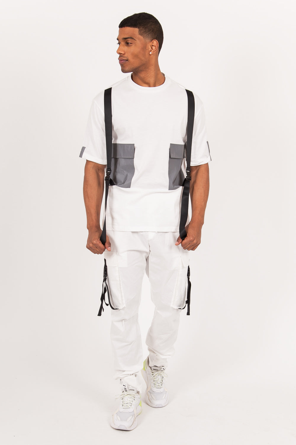 Sixth June - T-shirt double poches sangle blanc