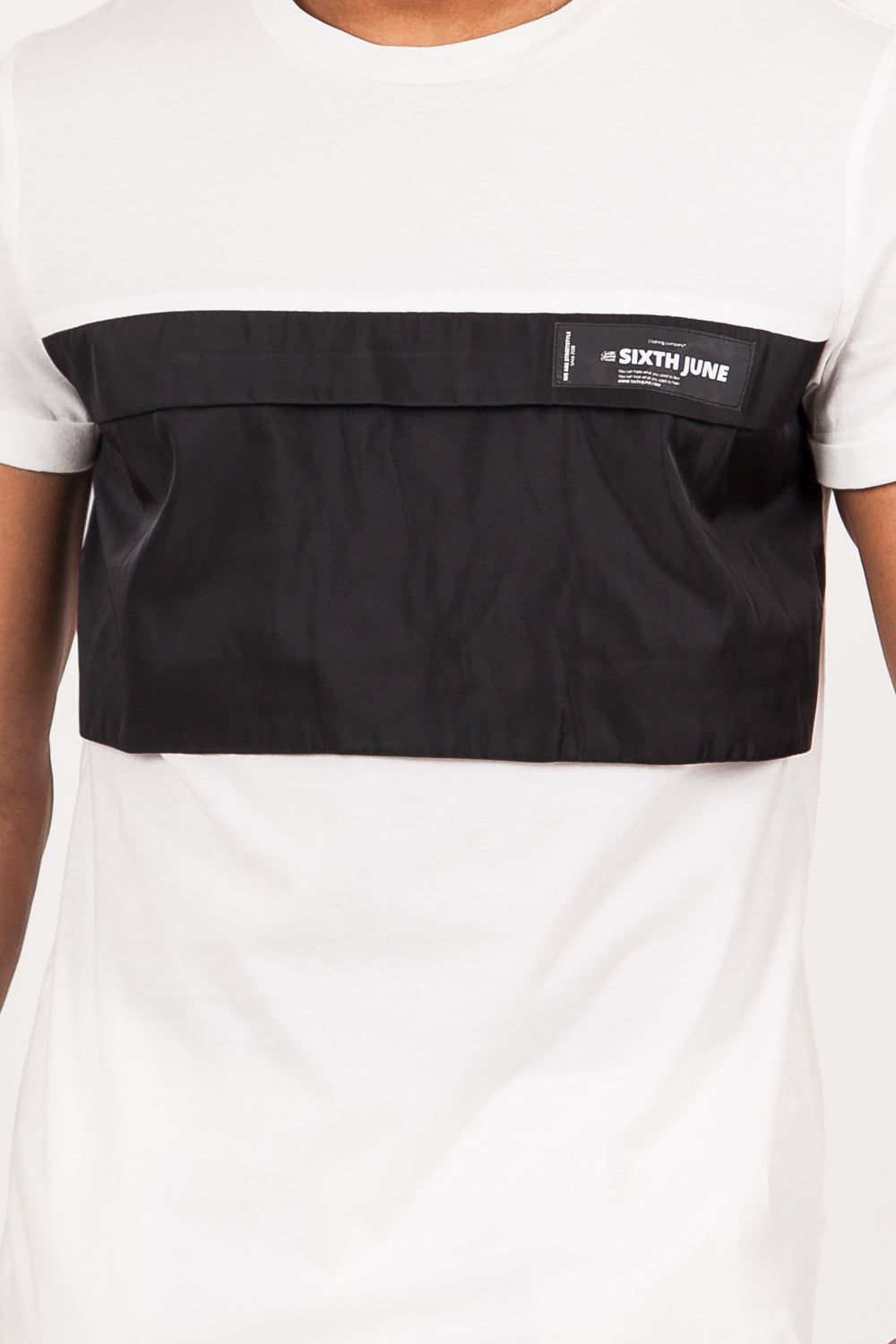 Sixth June - T-shirt bicolore poche centrale blanc