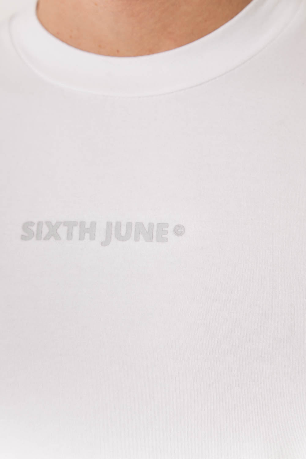 Sixth June - T-shirt moulant logo Blanc cassé