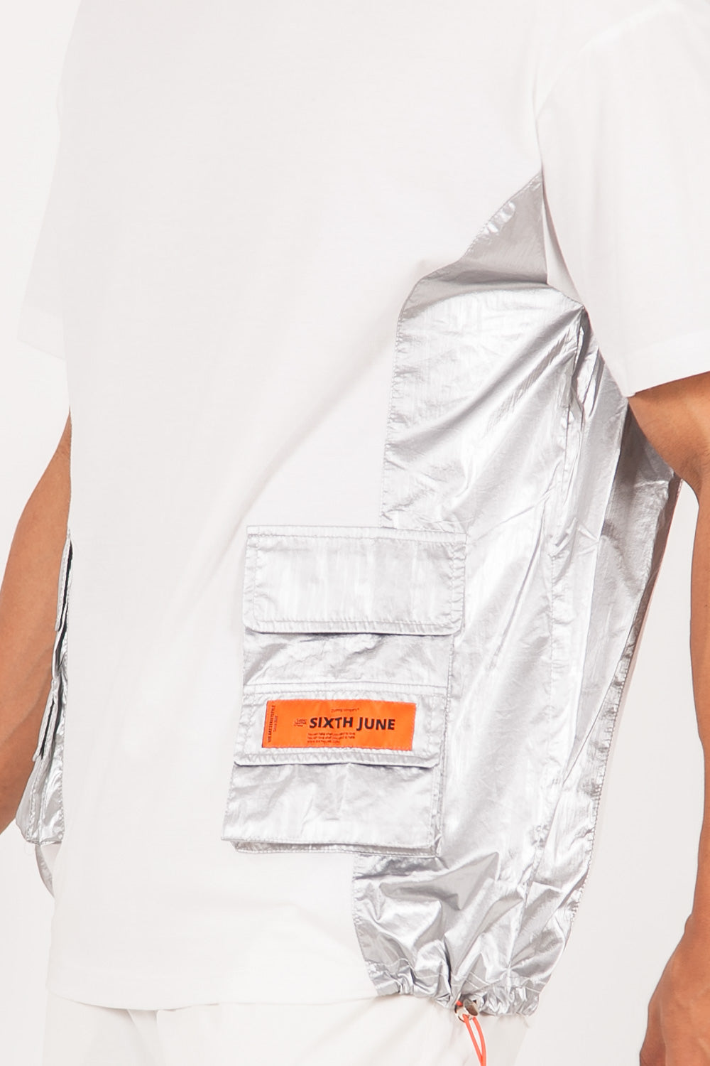 Sixth June - T-shirt multi-poches brillantes blanc