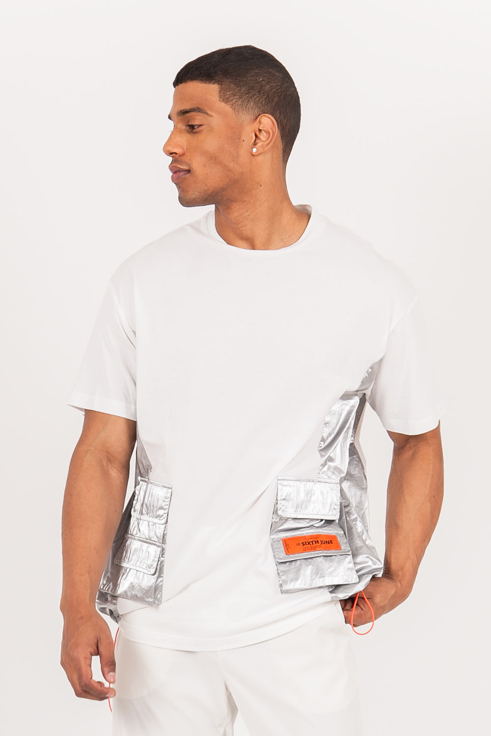 Sixth June - T-shirt multi-poches brillantes blanc