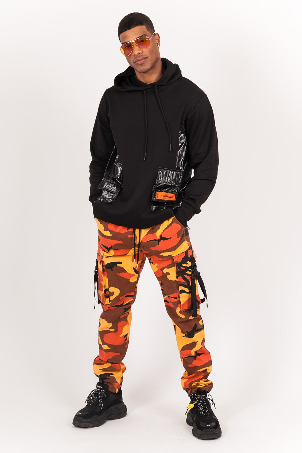 Sixth June - Sweat multi-poches brillantes noir