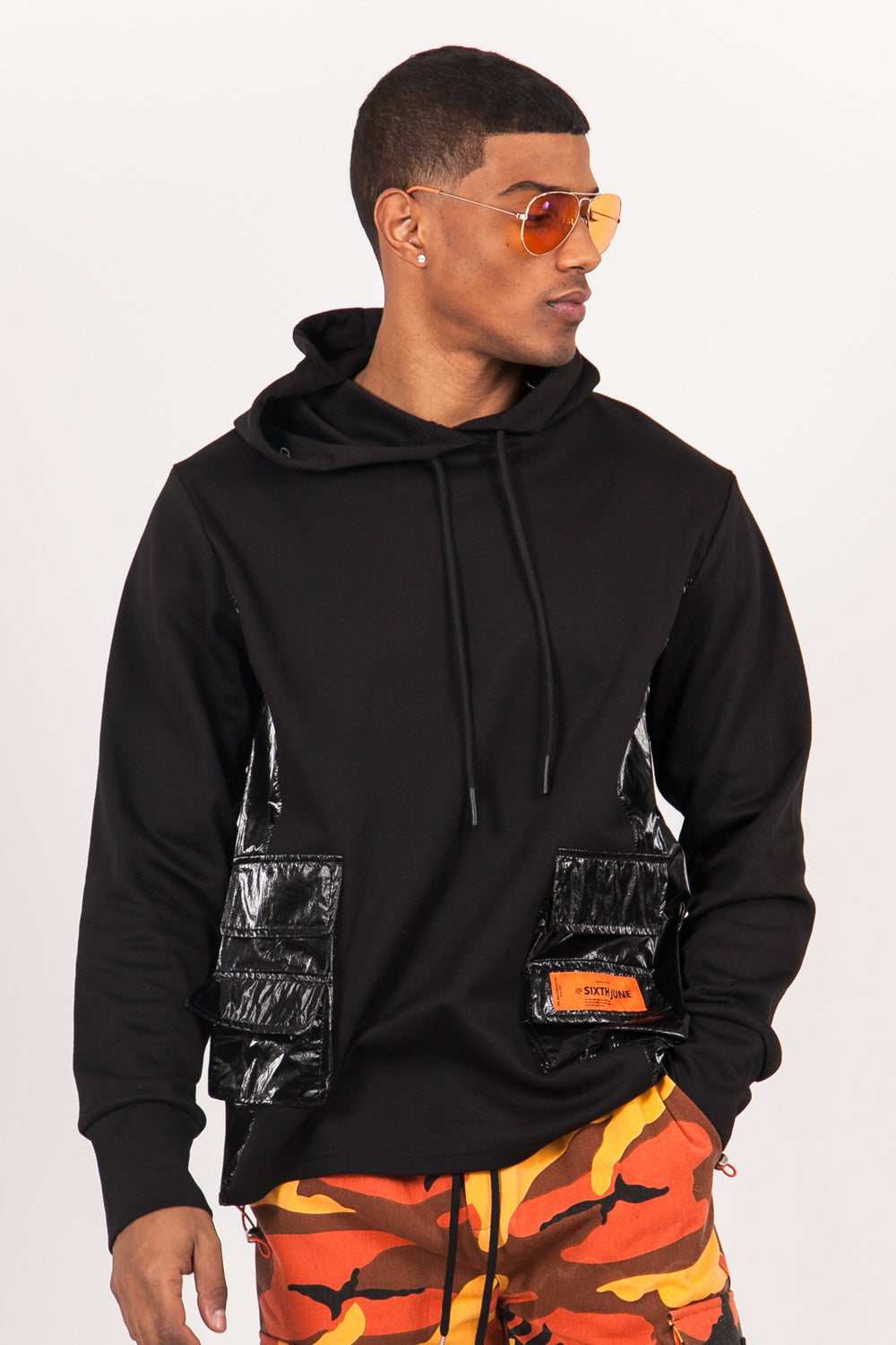 Sixth June - Sweat multi-poches brillantes noir