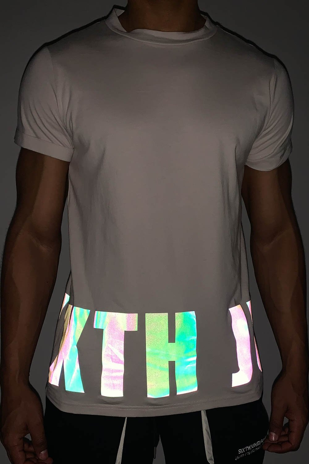 Iridescent petrol t-shirt beige