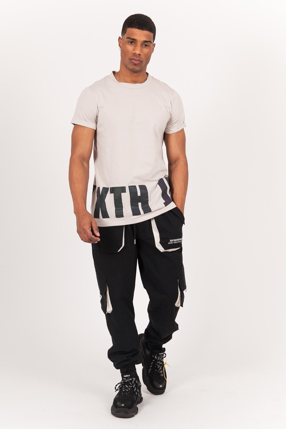 Iridescent petrol t-shirt beige