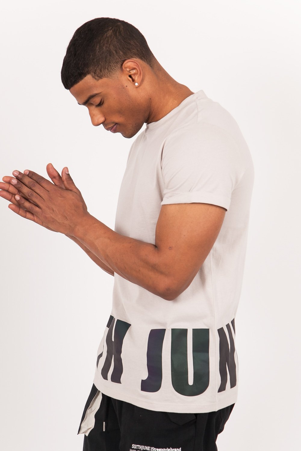 Iridescent petrol t-shirt beige