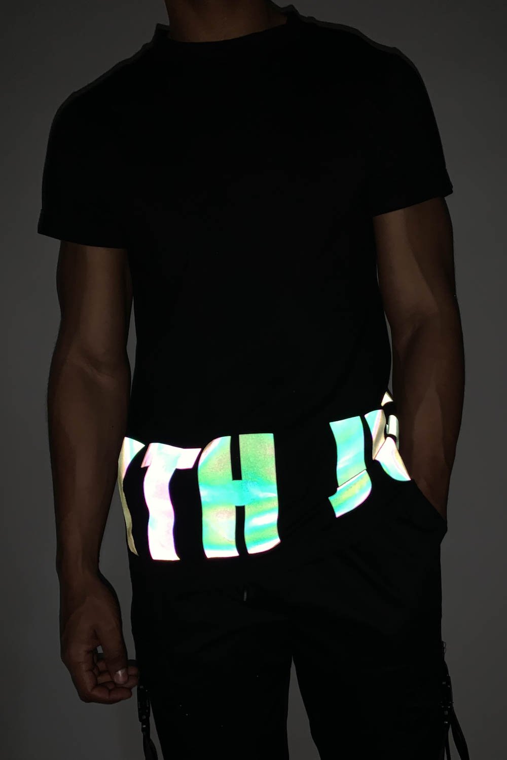 Iridescent print t-shirt black