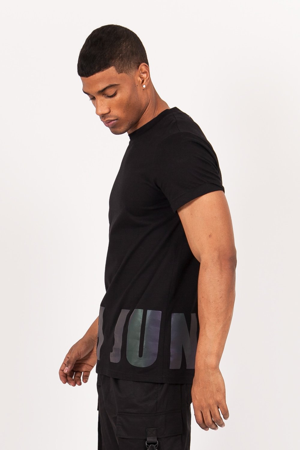 Iridescent print t-shirt black