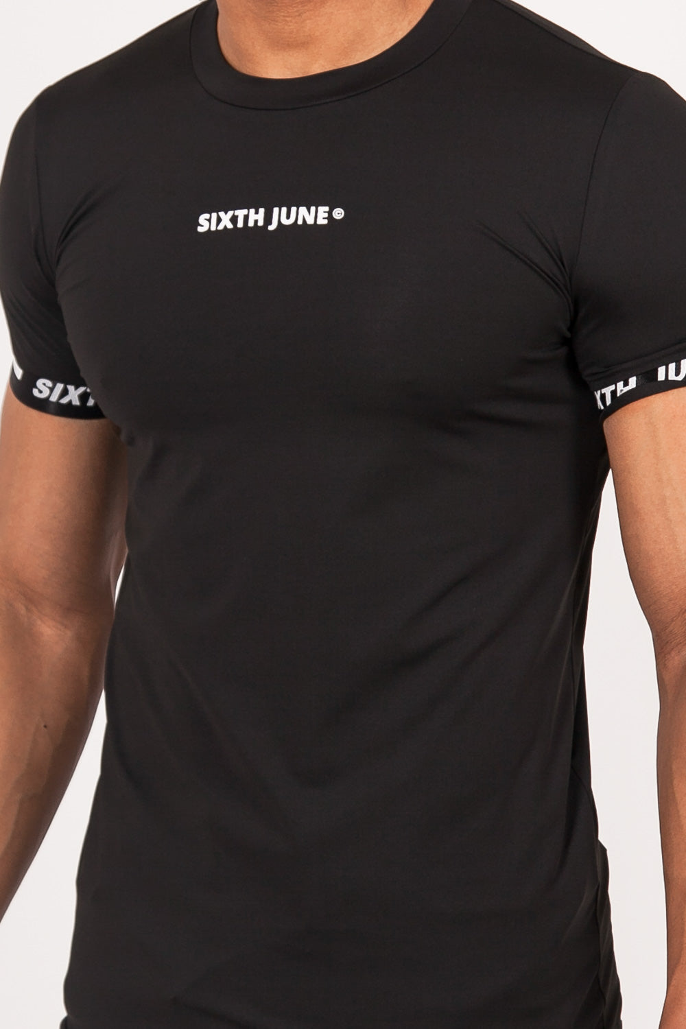 Sixth June - T-shirt moulant logo élastique noir