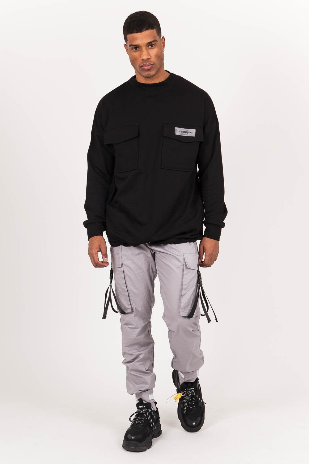 Sixth June - Pantalon cargo sangles Gris