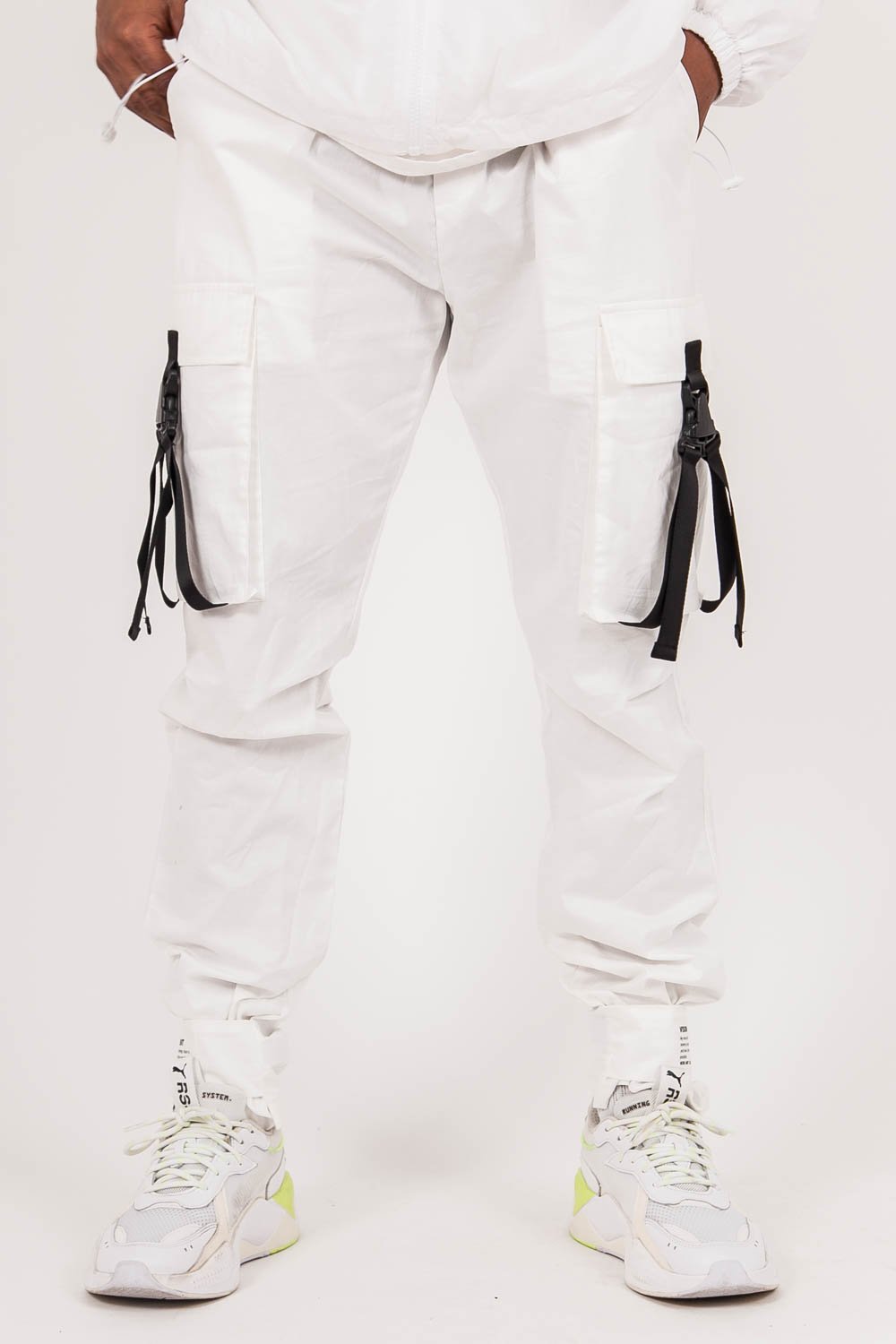 Sixth June - Pantalon cargo sangles Blanc cassé