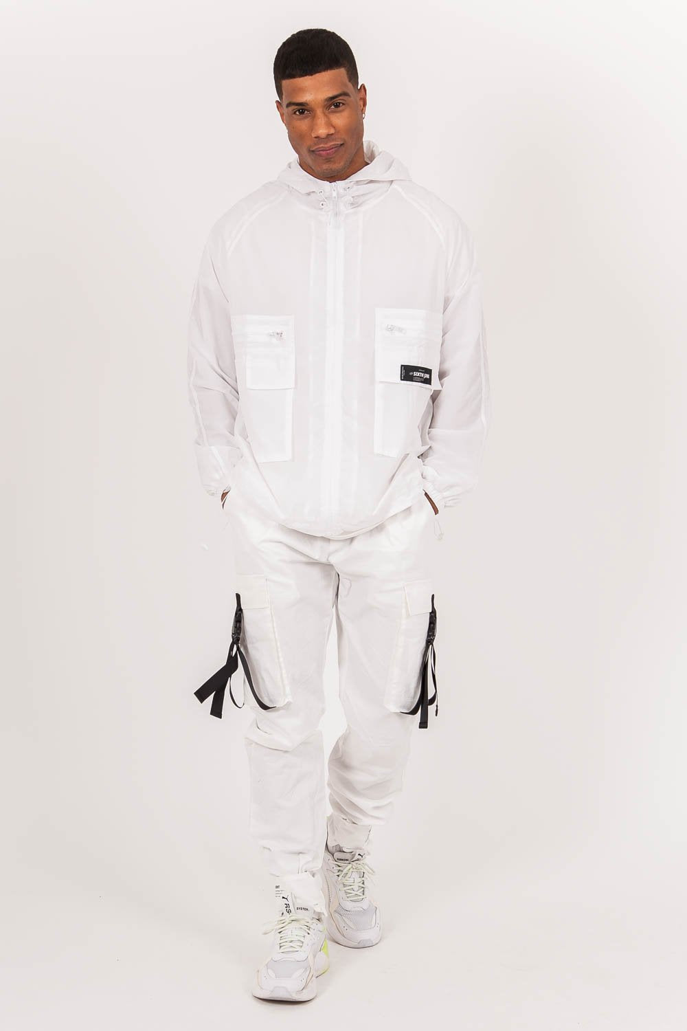 Sixth June - Pantalon cargo sangles Blanc cassé