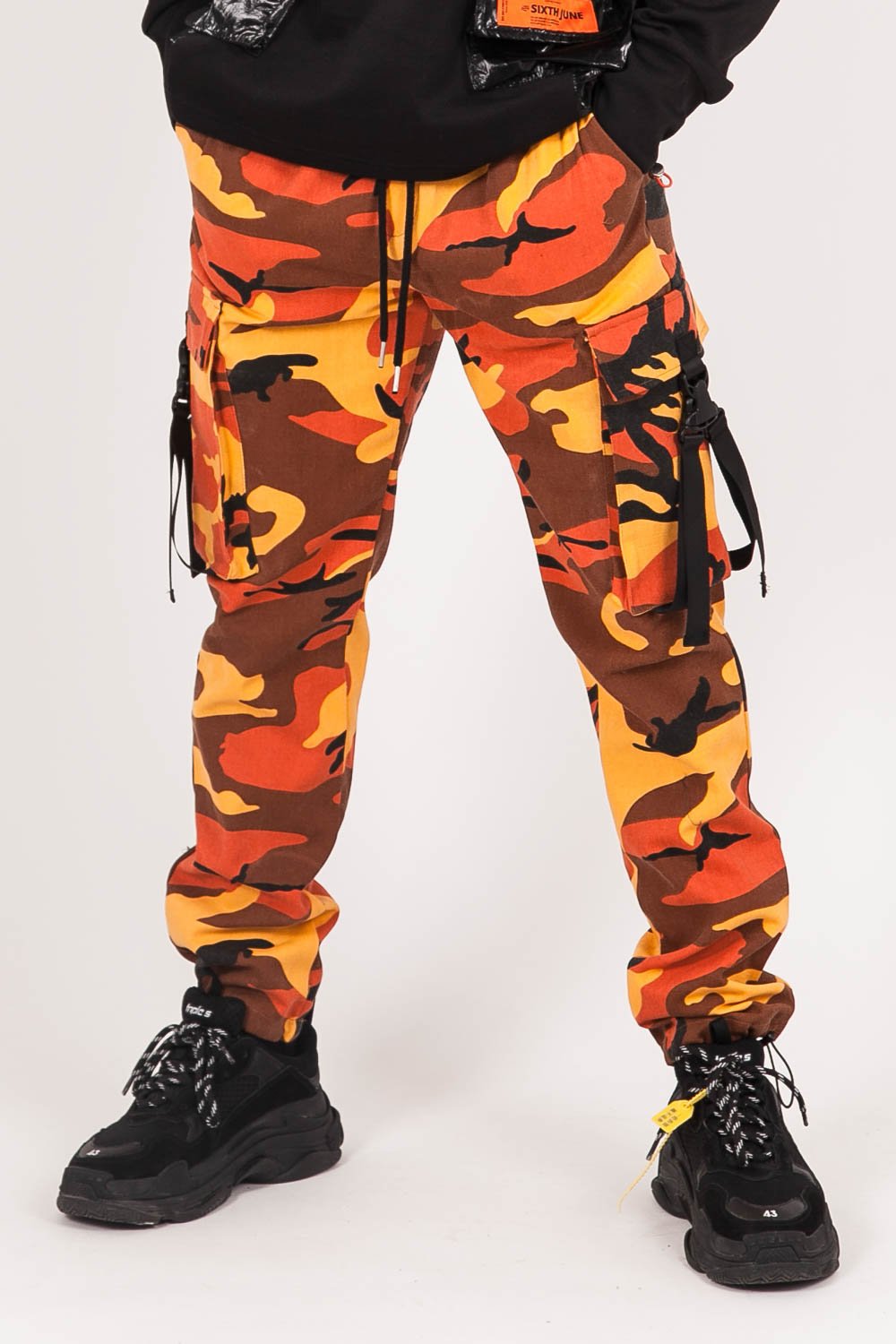 Sixth June - Pantalon camouflage sangles Orange