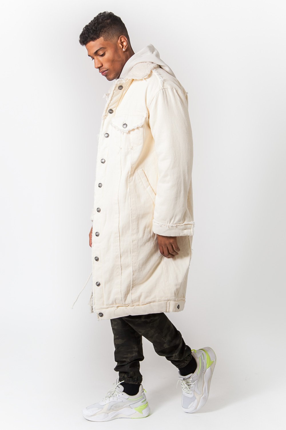 Sixth June - Veste longue jean oversize Beige clair