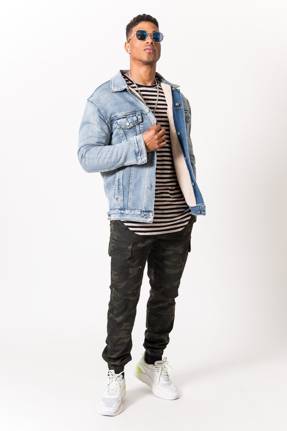 Sixth June - Veste reversible jean sherpa bleu beige