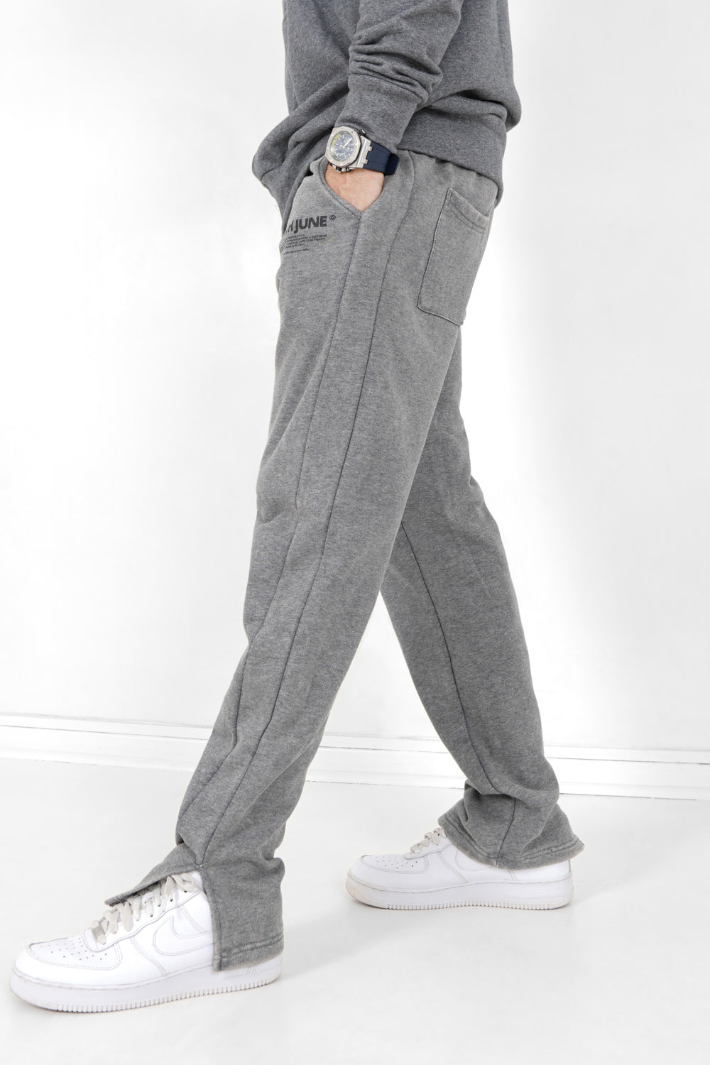 Sixth June - Jogging droit délavé logo Gris foncé