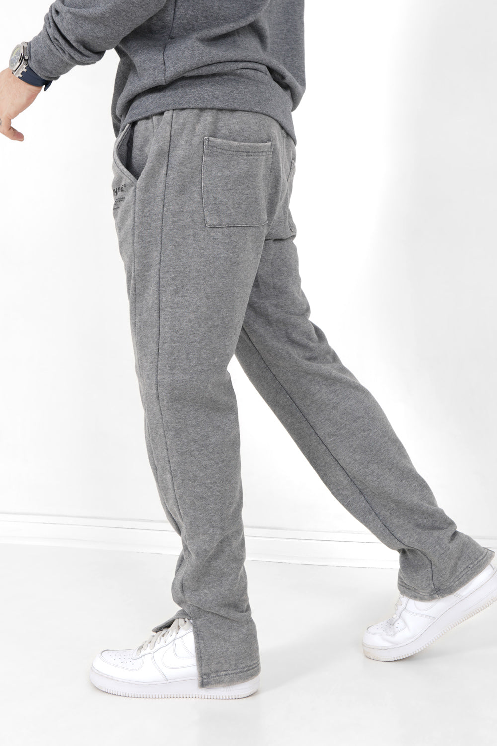 Sixth June - Jogging droit délavé logo Gris foncé