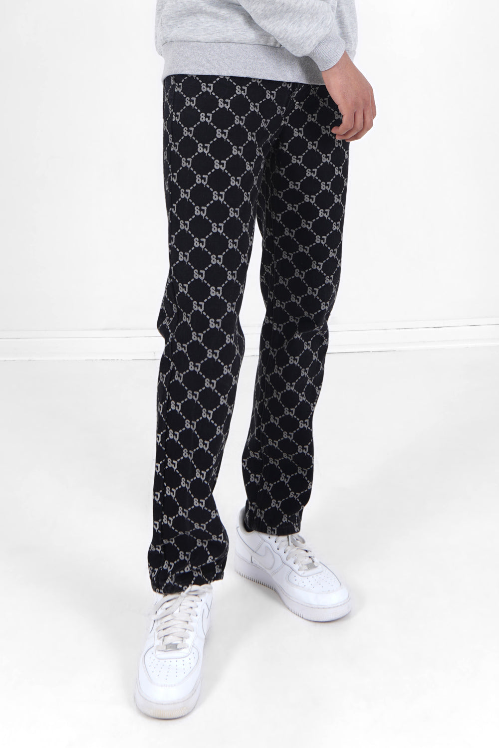 Sixth June - Jean droit monogramme délavé Noir