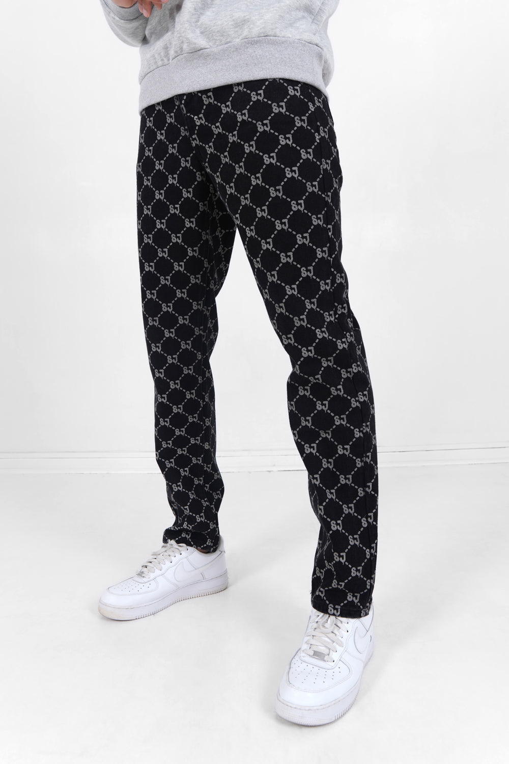 Sixth June - Jean droit monogramme délavé Noir