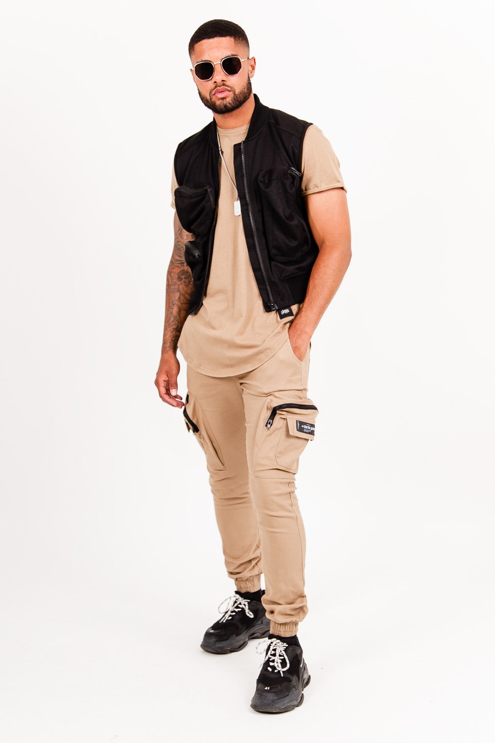 Pantalon poches cargo beige