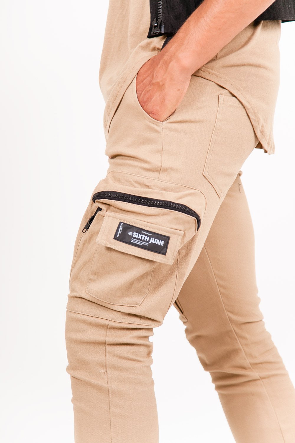 Pantalon poches cargo beige