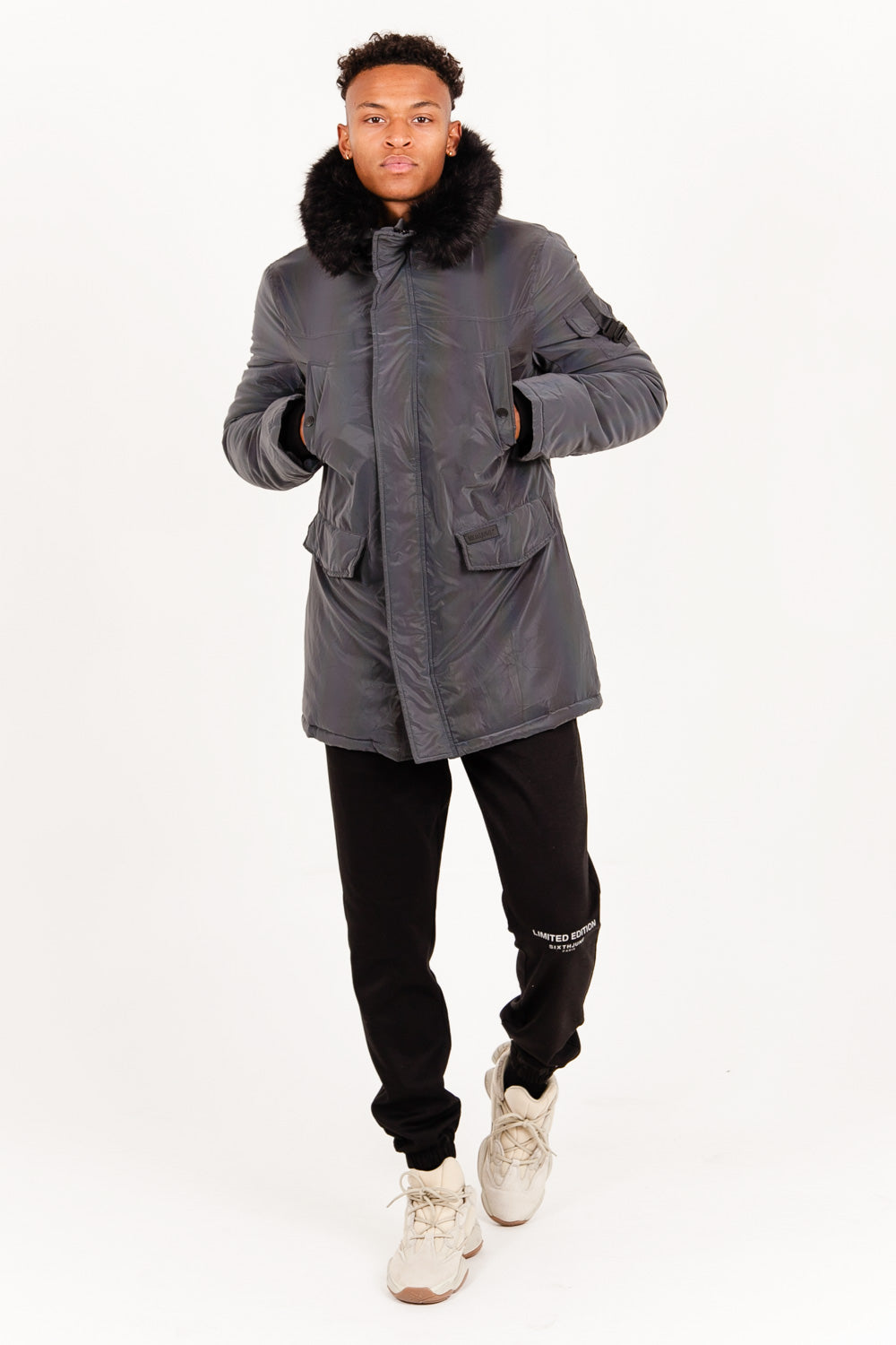 Sixth June - Parka iridiscente fourrure noir