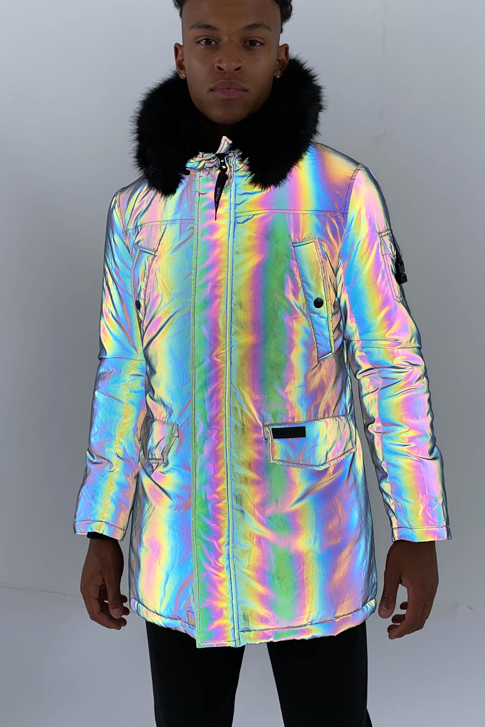 Sixth June - Parka iridiscente fourrure noir