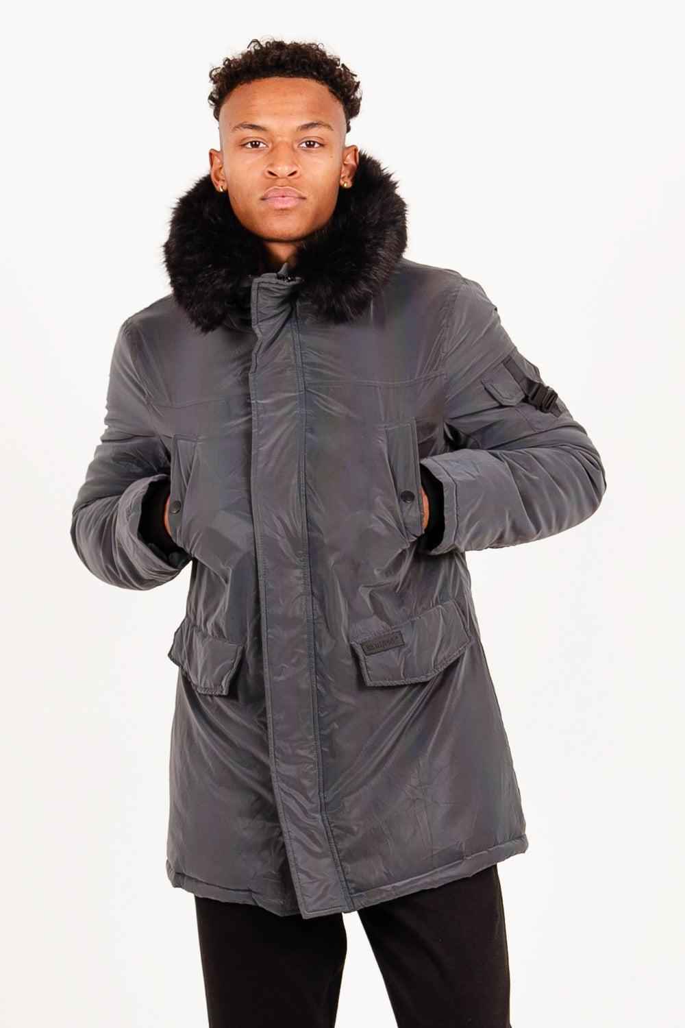 Sixth June - Parka iridiscente fourrure noir