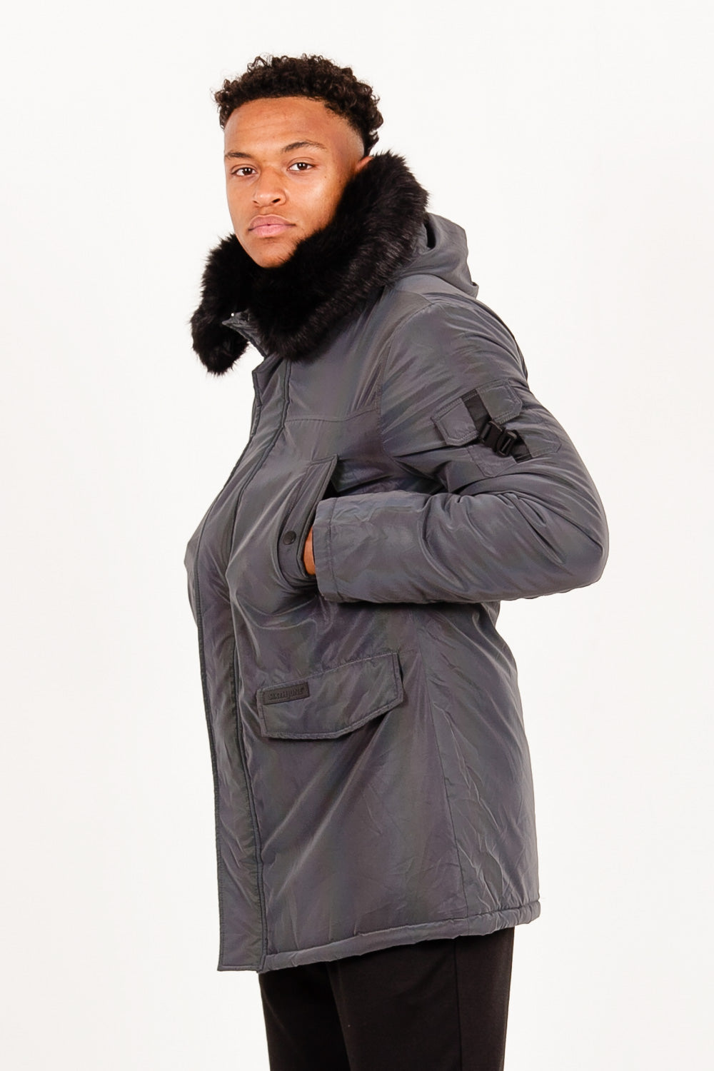 Sixth June - Parka iridiscente fourrure noir