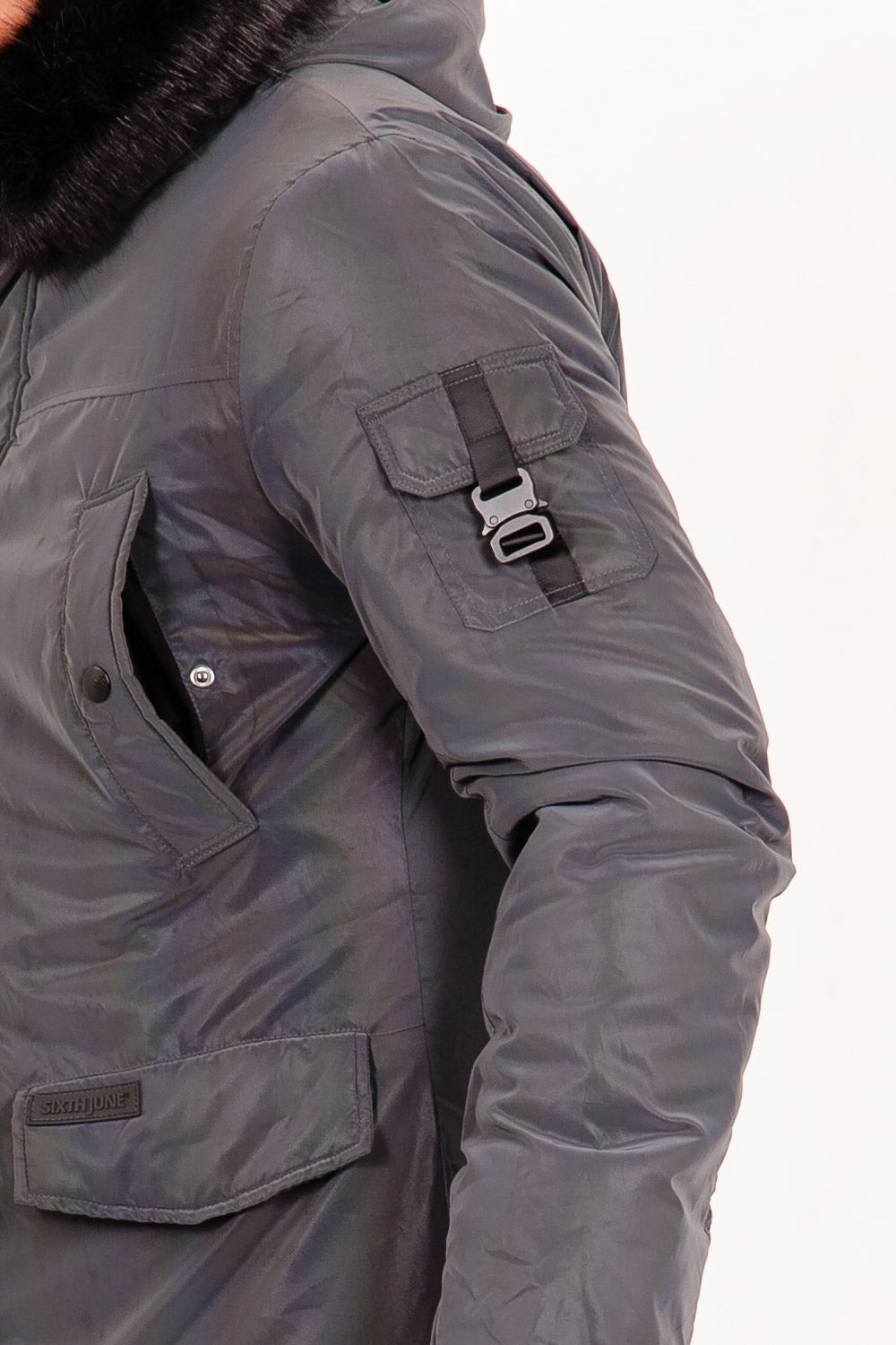 Sixth June - Parka iridiscente fourrure noir