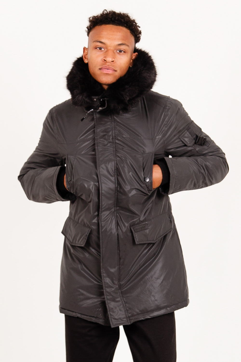 Sixth June - Parka réfléchissante fourrure noir