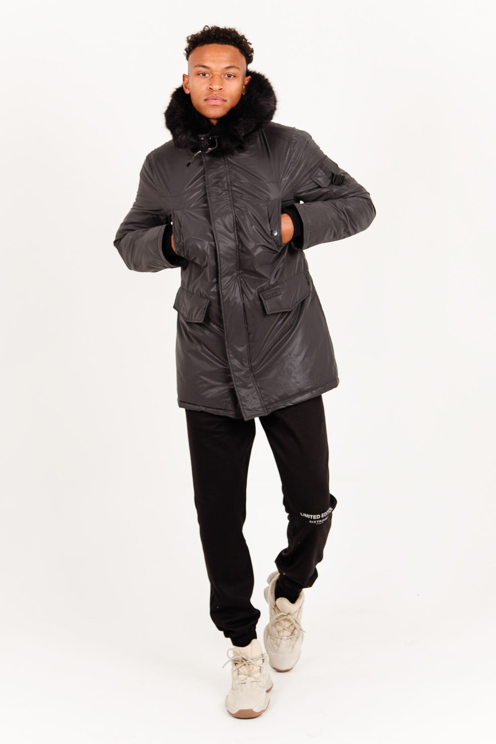 Sixth June - Parka réfléchissante fourrure noir