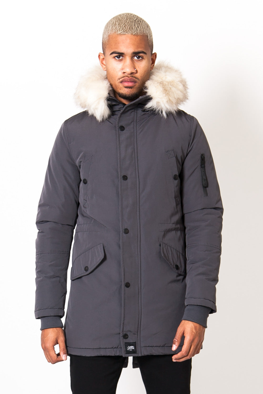 Sixth June - Parka nylon doublure fourrure gris foncé beige