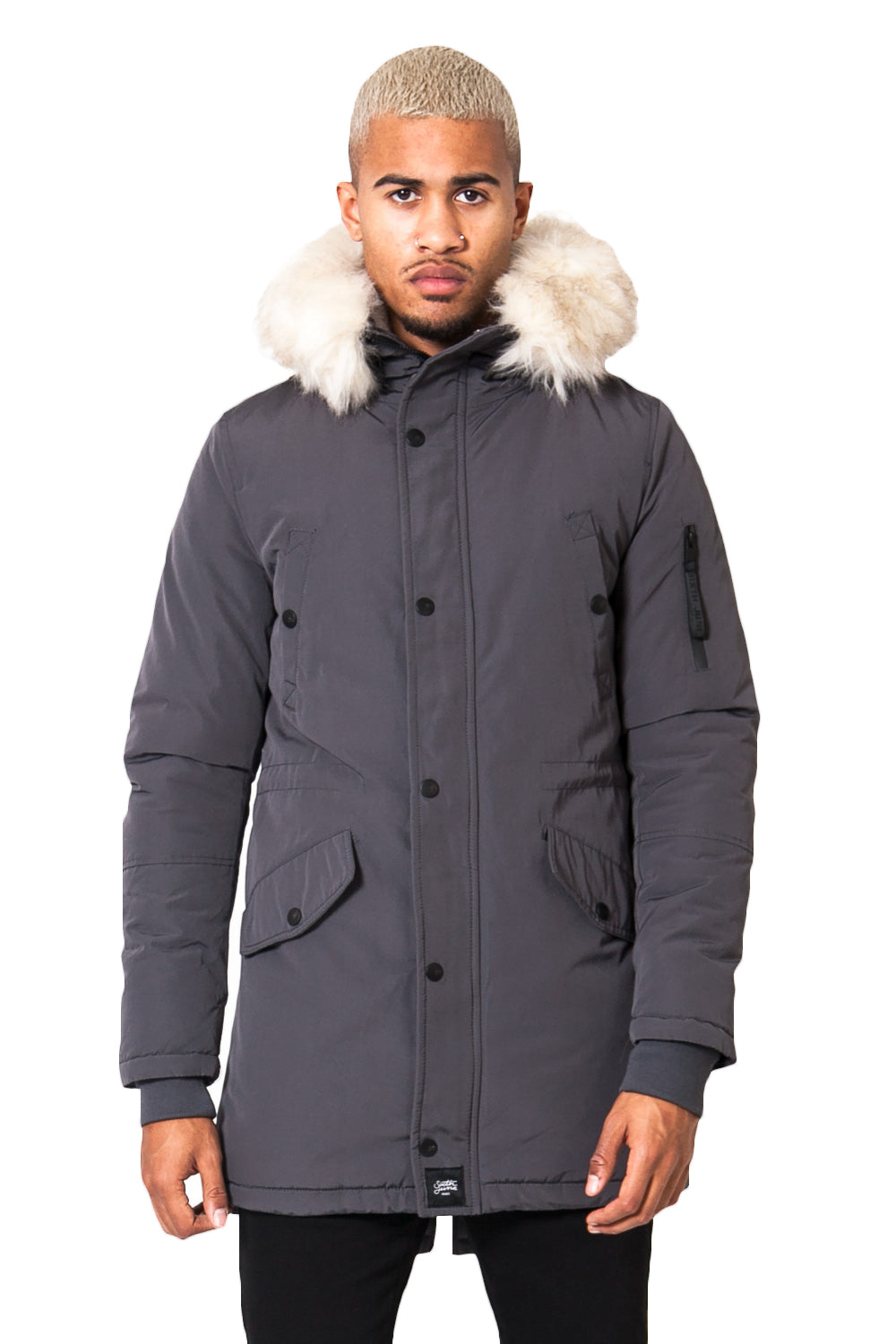 Sixth June - Parka nylon doublure fourrure gris foncé beige