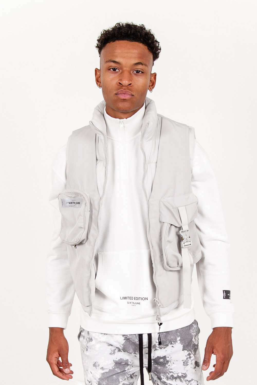 Sixth June - Veste sans manches matelassée tactique Gris clair