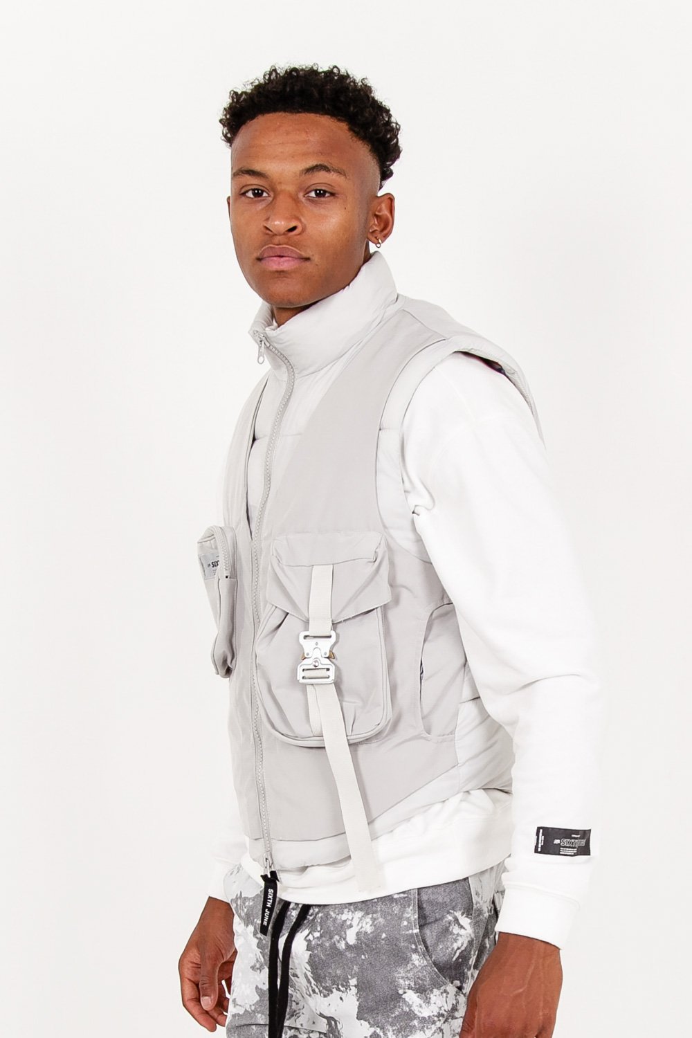 Sixth June - Veste sans manches matelassée tactique Gris clair