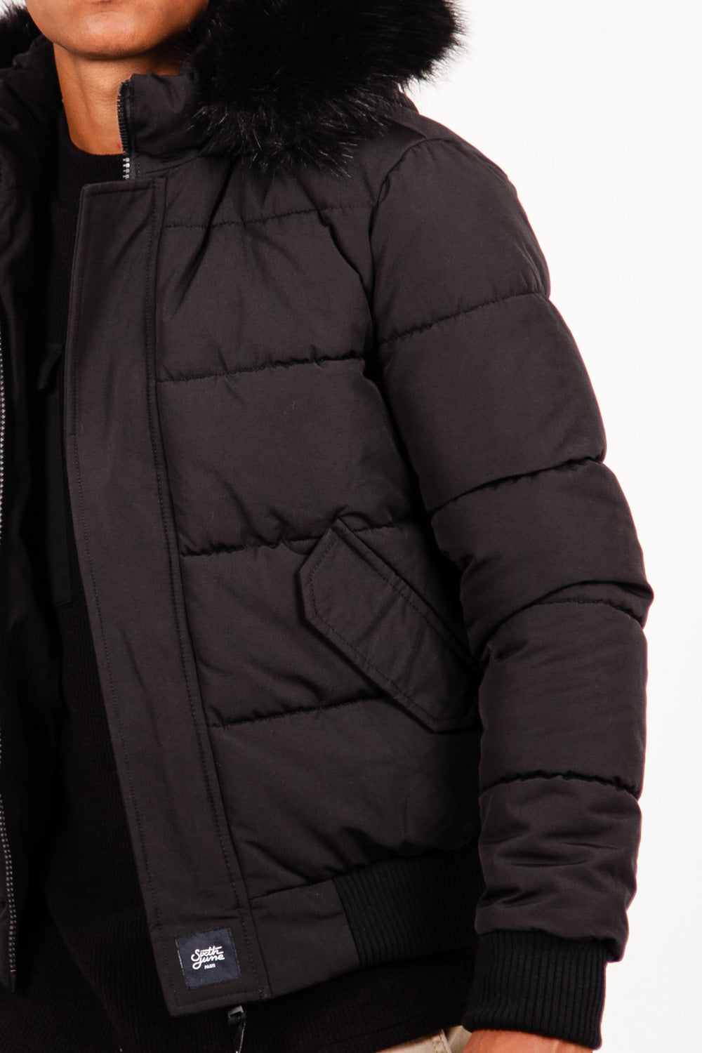 Sixth June - Doudoune courte fourrure doublure Noir