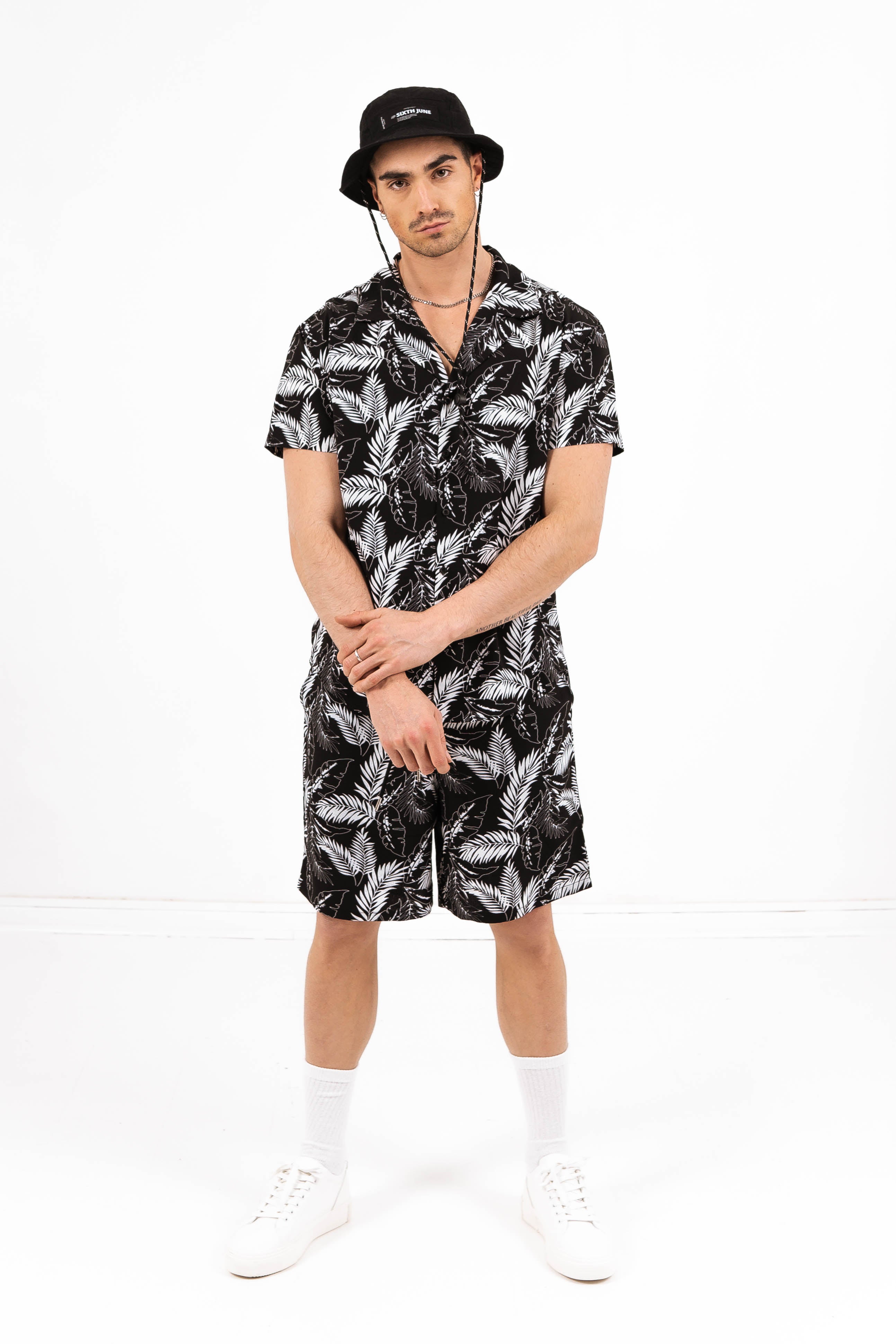 Sixth June - Chemisette tropical décontractée noir