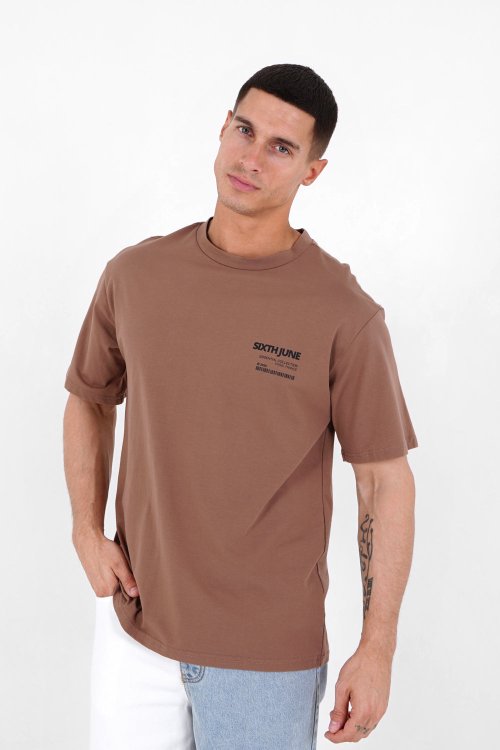Sixth June - T-shirt barcode Marron