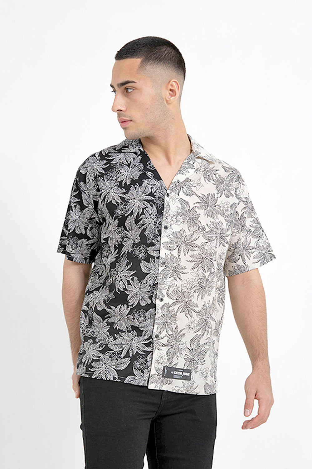 Sixth June - Chemisette bicolore tropical Noir Beige